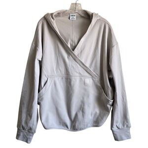 Gymshark Medium Pause Cosy Lounge Hoodie Taupe Excellent Crossover V-Neck